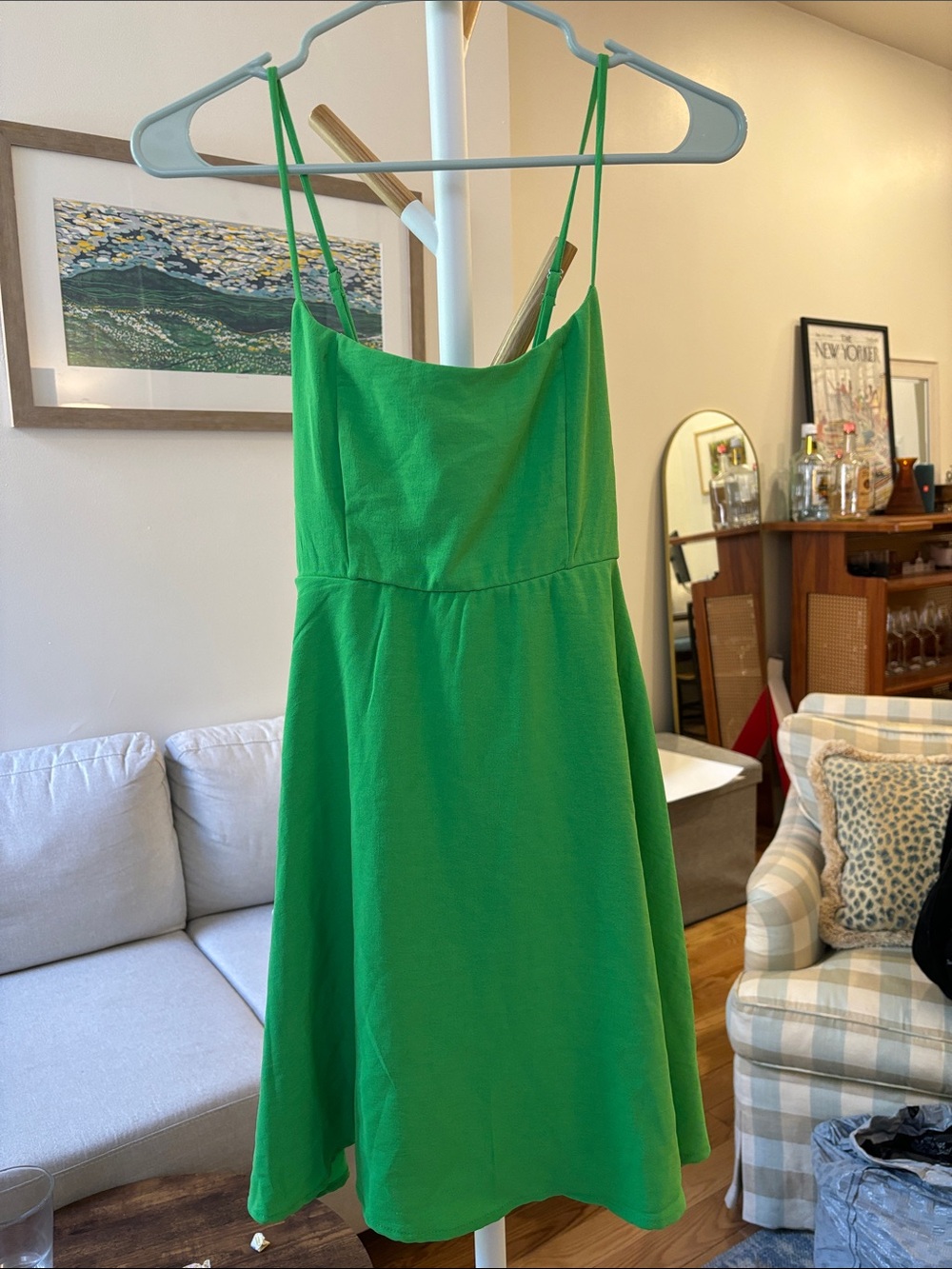 Forever 21 Bright Green Spaghetti Strap Mini Dress